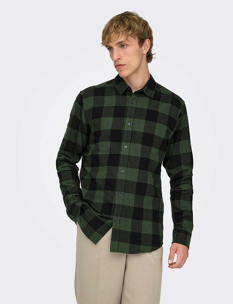 ONLY & SONS - ONSGUDMUND LS CHECKED SHIRT NOOS - karierte hemden - forest night - 0