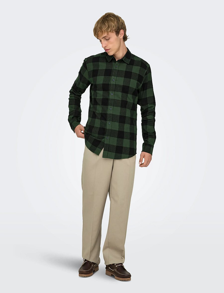 ONLY & SONS - ONSGUDMUND LS CHECKED SHIRT NOOS - karierte hemden - forest night - 4