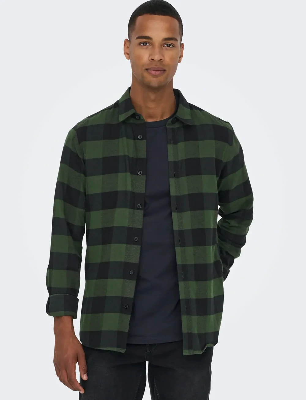 ONLY & SONS - ONSGUDMUND LS CHECKED SHIRT NOOS - rutiga skjortor - forest night - 5