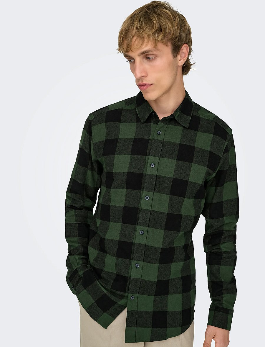 ONLY & SONS - ONSGUDMUND LS CHECKED SHIRT NOOS - karierte hemden - forest night - 5