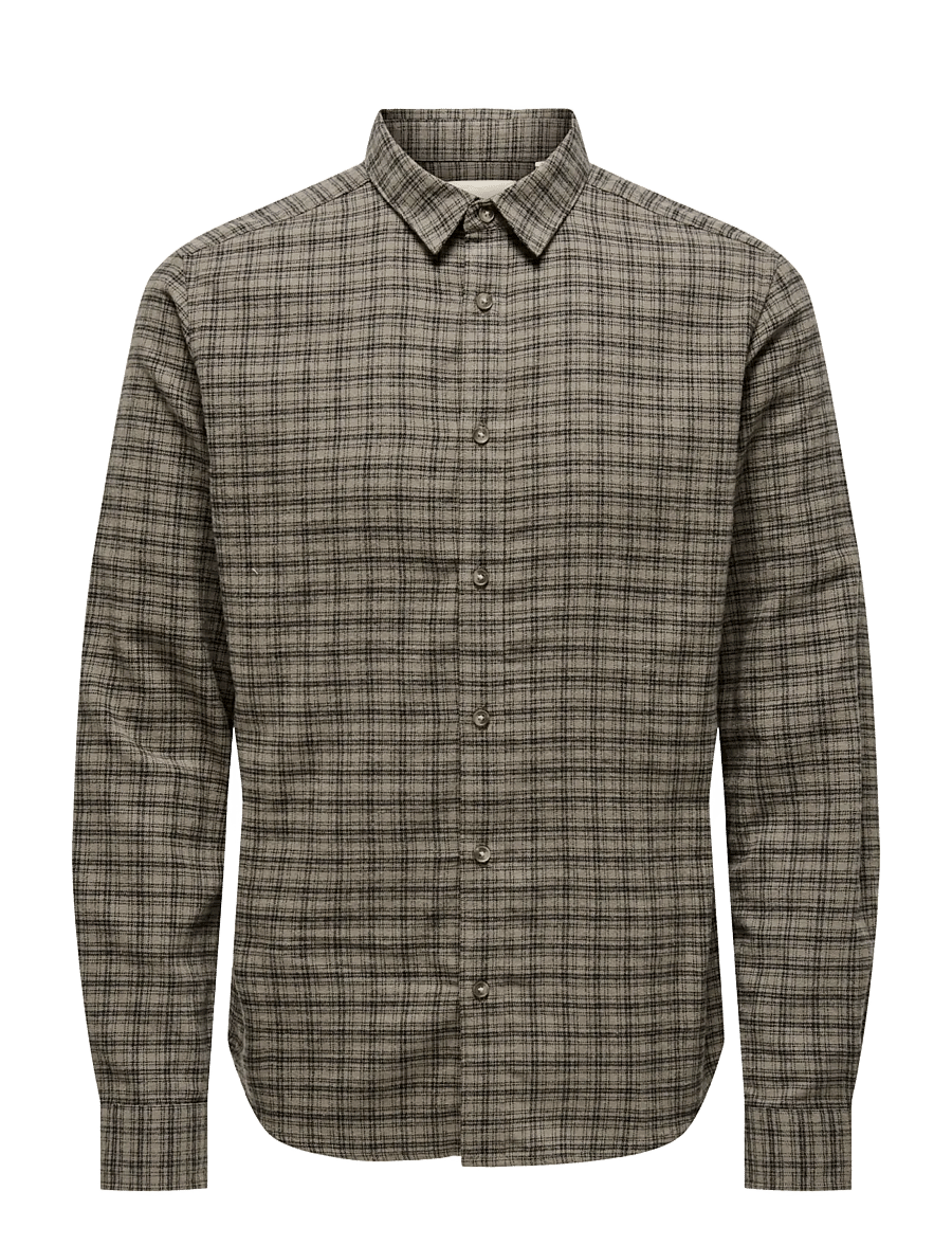 ONLY & SONS - ONSGUDMUND LS CHECKED SHIRT NOOS - karierte hemden - walnut - 1