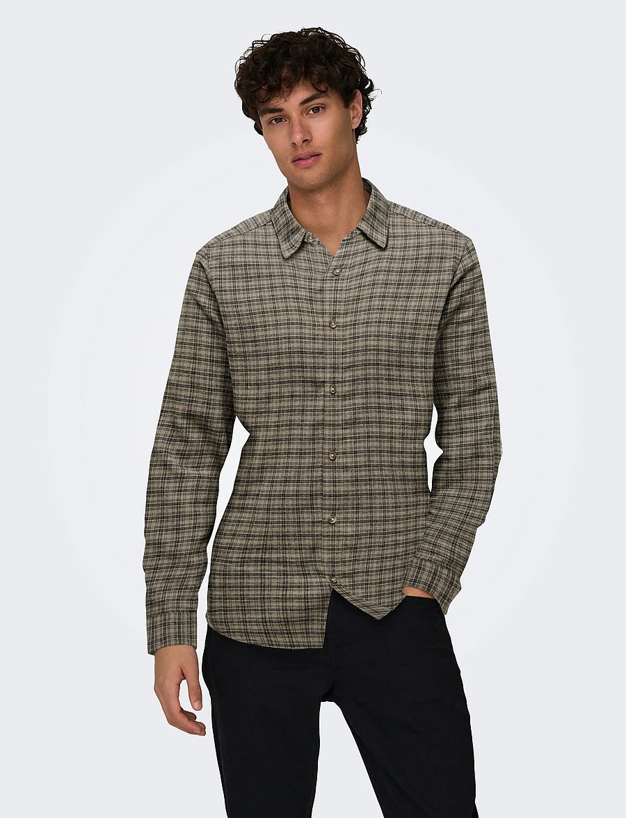 ONLY & SONS - ONSGUDMUND LS CHECKED SHIRT NOOS - karierte hemden - walnut - 0
