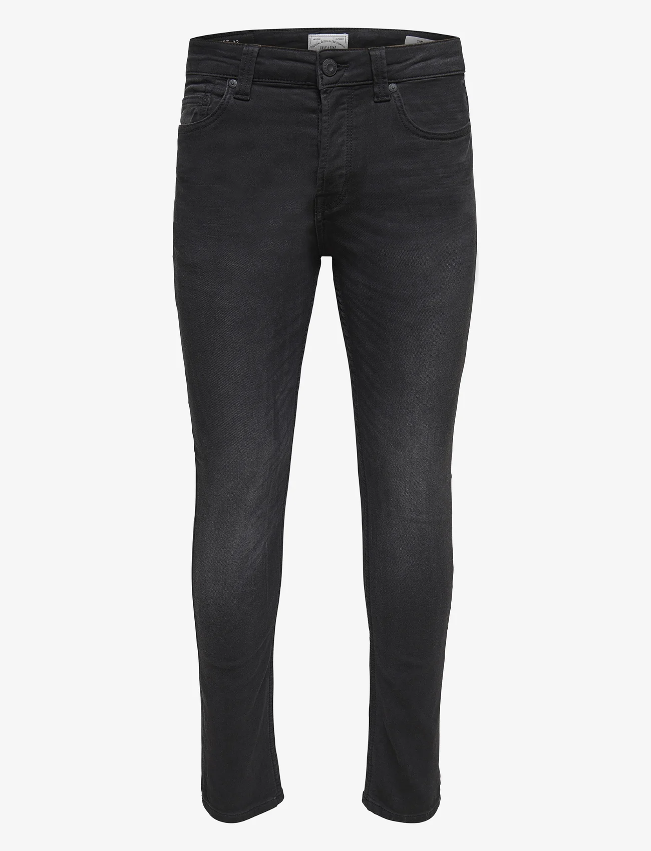 ONLY & SONS - ONSLOOM SLIM BLACK JOG 7451 PIM DNM NOOS - džinsa bikses ar tievām starām - black - 0