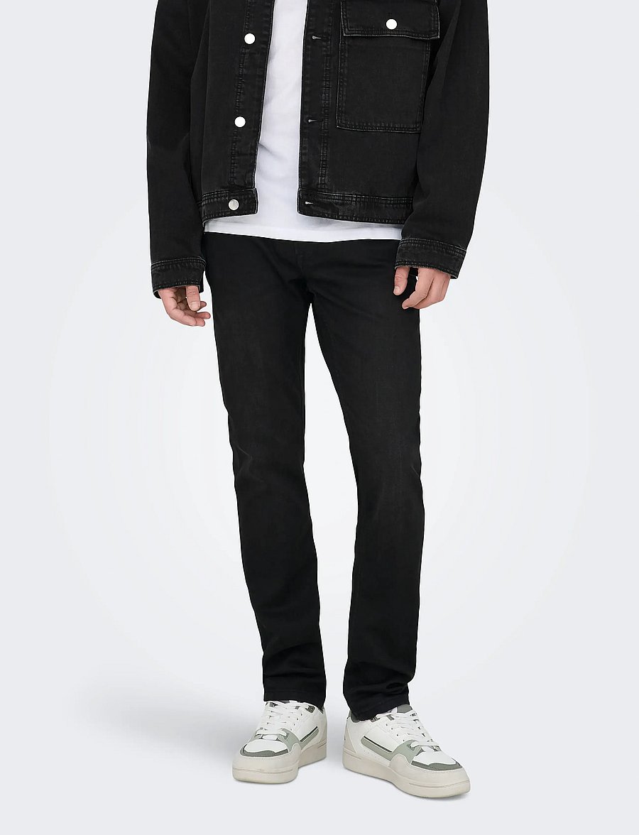 ONLY & SONS - ONSLOOM SLIM BLACK JOG 7451 PIM DNM NOOS - slim fit džinsi - black - 0