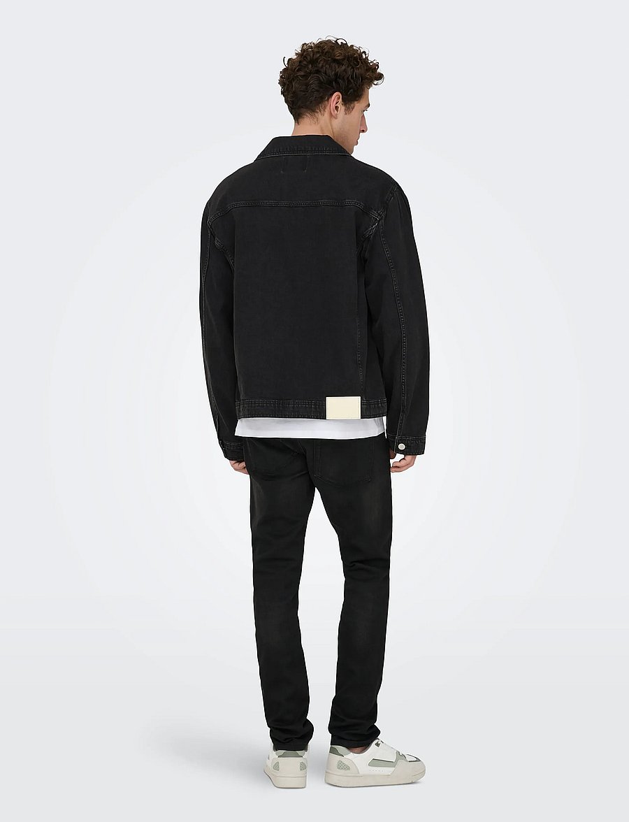 ONLY & SONS - ONSLOOM SLIM BLACK JOG 7451 PIM DNM NOOS - slim fit džinsi - black - 3