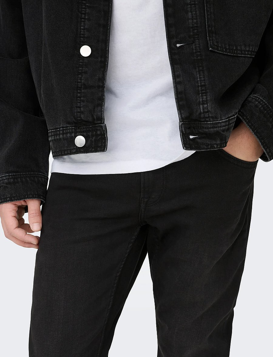 ONLY & SONS - ONSLOOM SLIM BLACK JOG 7451 PIM DNM NOOS - slim fit džinsi - black - 4