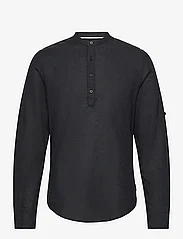 ONLY & SONS - ONSCAIDEN LS HALFPLACKT LINEN SHIRT NOOS - lowest prices - black - 0