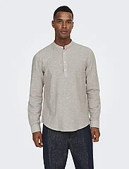 ONLY & SONS - ONSCAIDEN LS HALFPLACKT LINEN SHIRT NOOS - lowest prices - chinchilla - 4