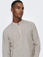 ONLY & SONS - ONSCAIDEN LS HALFPLACKT LINEN SHIRT NOOS - lowest prices - chinchilla - 7