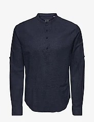 ONLY & SONS - ONSCAIDEN LS HALFPLACKT LINEN SHIRT NOOS - lowest prices - night sky - 0