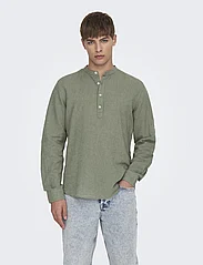 ONLY & SONS - ONSCAIDEN LS HALFPLACKT LINEN SHIRT NOOS - lowest prices - swamp - 2