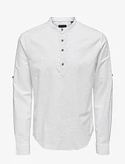 ONLY & SONS - ONSCAIDEN LS HALFPLACKT LINEN SHIRT NOOS - mažiausios kainos - white - 0