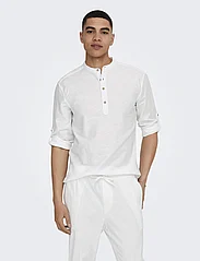ONLY & SONS - ONSCAIDEN LS HALFPLACKT LINEN SHIRT NOOS - mažiausios kainos - white - 5