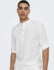 ONLY & SONS - ONSCAIDEN LS HALFPLACKT LINEN SHIRT NOOS - mažiausios kainos - white - 8