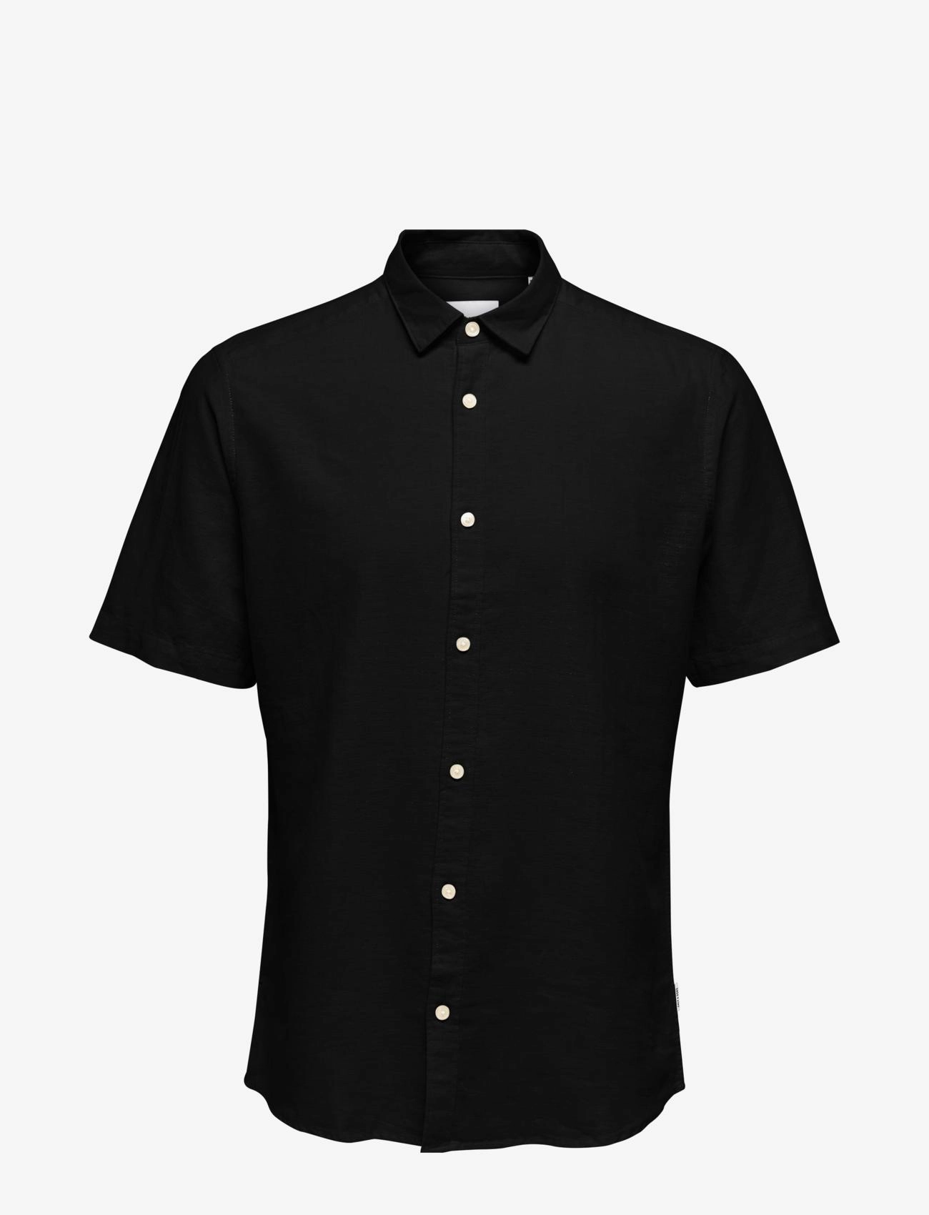 ONLY & SONS Onscaiden Life Ss Solid Linen Blend Noos Schwarz - S - Herren
