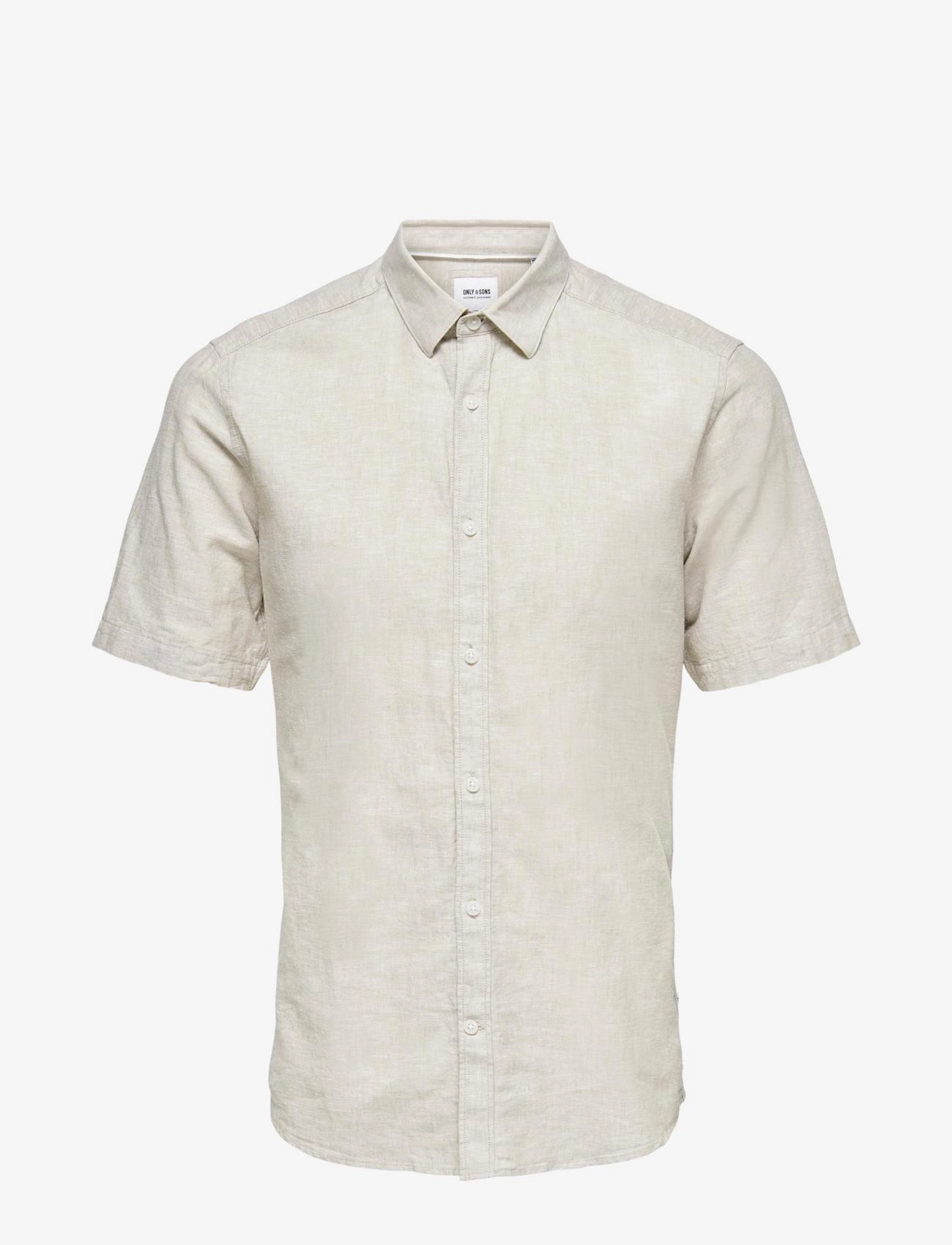 ONLY & SONS Onscaiden Life Ss Solid Linen Blend Noos Cream - L - Herren