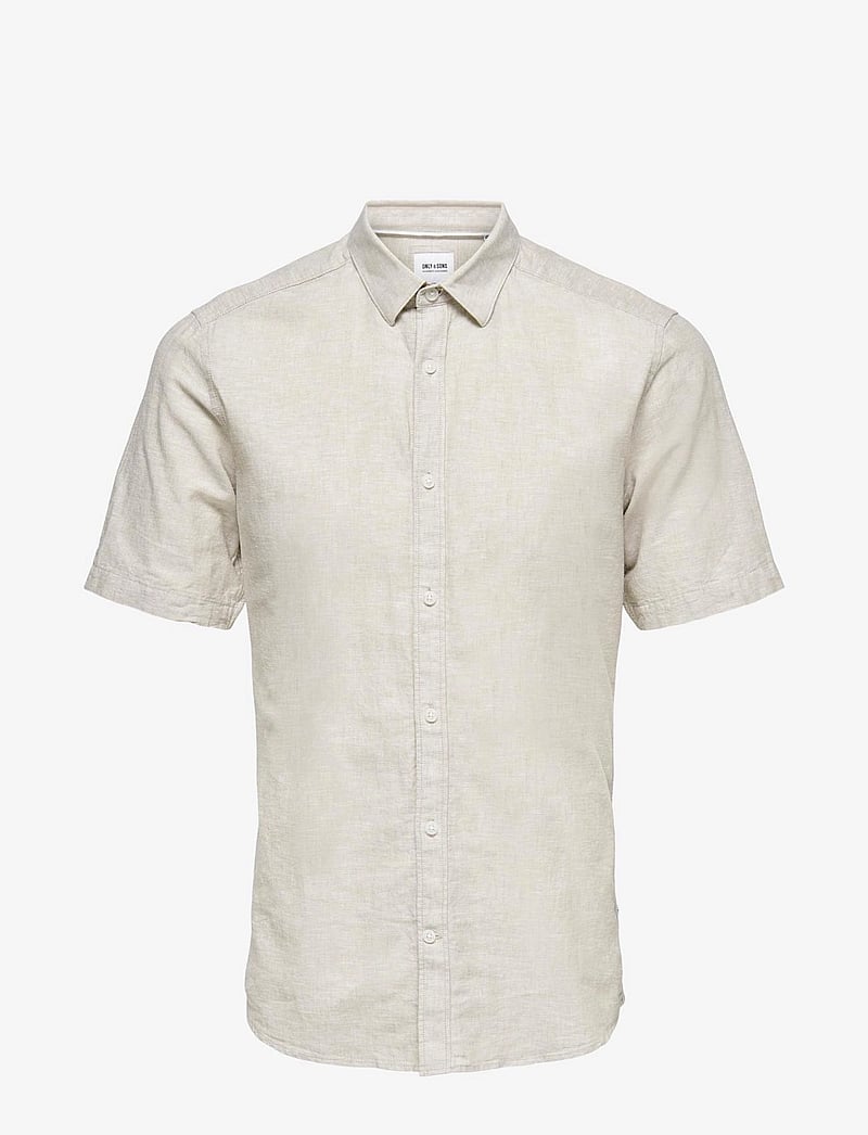 ONLY & SONS - ONSCAIDEN LIFE SS SOLID LINEN BLEND NOOS - lininiai marškiniai - chinchilla - 1