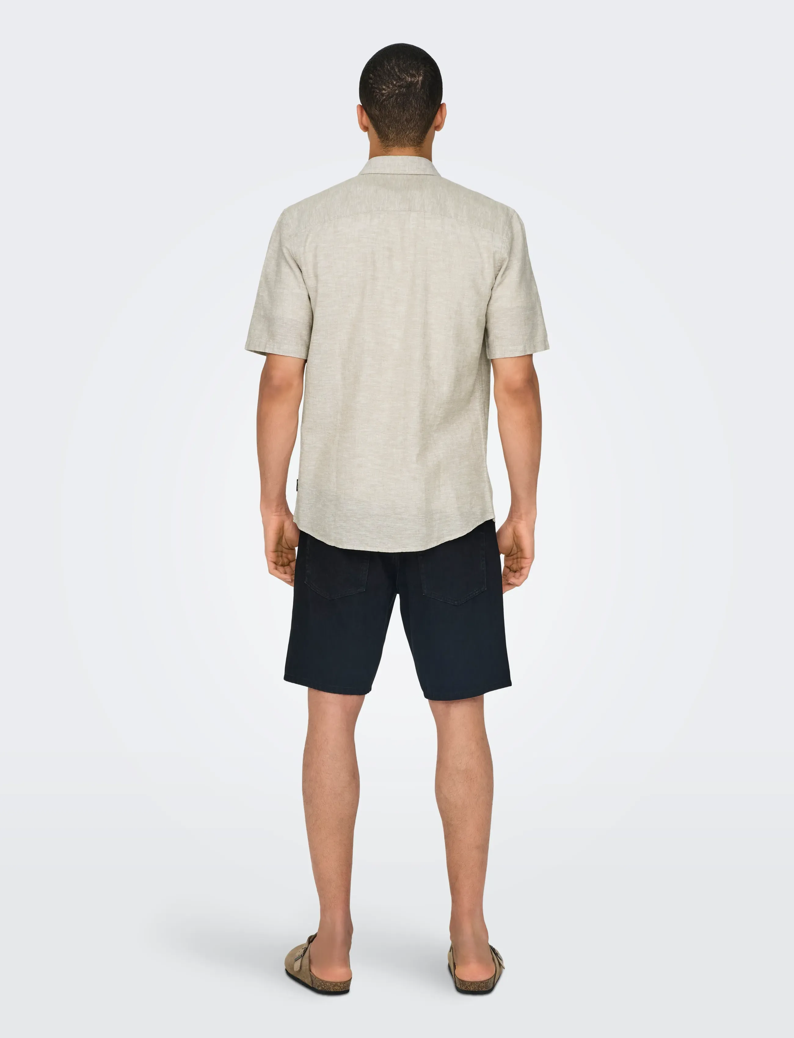 ONLY & SONS - ONSCAIDEN LIFE SS SOLID LINEN BLEND NOOS - leinenhemden - chinchilla - 3