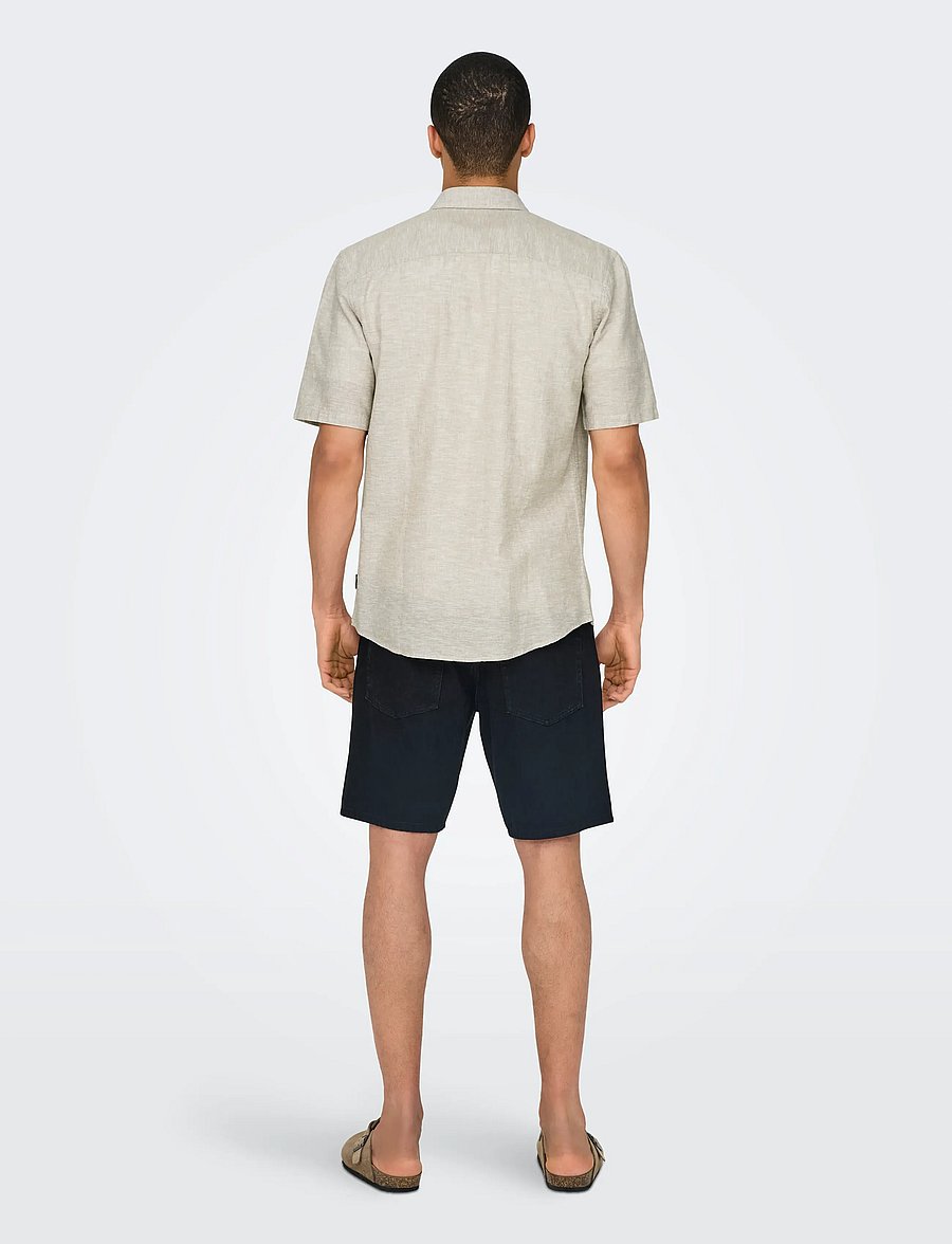 ONLY & SONS - ONSCAIDEN LIFE SS SOLID LINEN BLEND NOOS - leinenhemden - chinchilla - 3