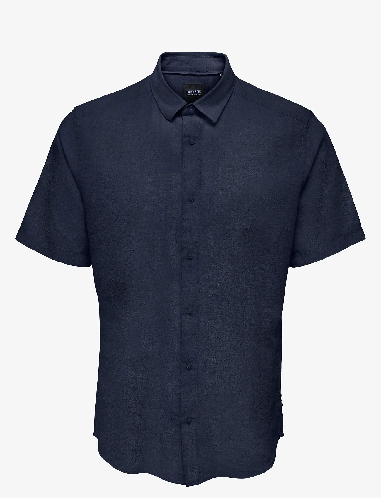 ONLY & SONS - ONSCAIDEN LIFE SS SOLID LINEN SHIRT NOOS - linneskjortor - night sky - 1