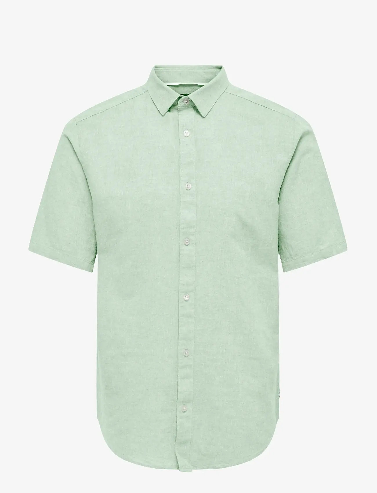 ONLY & SONS - ONSCAIDEN LIFE SS SOLID LINEN BLEND NOOS - linen shirts - quiet green - 1