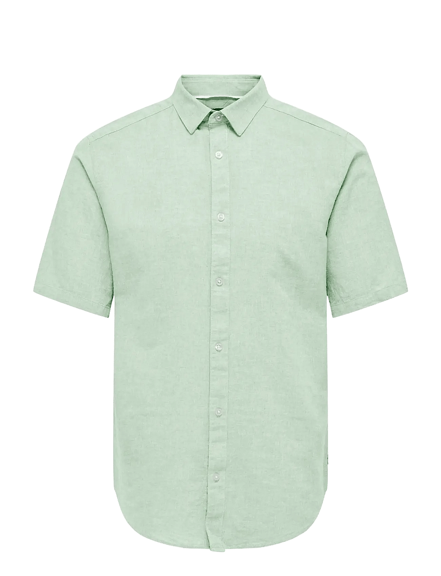 ONLY & SONS - ONSCAIDEN LIFE SS SOLID LINEN BLEND NOOS - chemises de lin - quiet green - 1