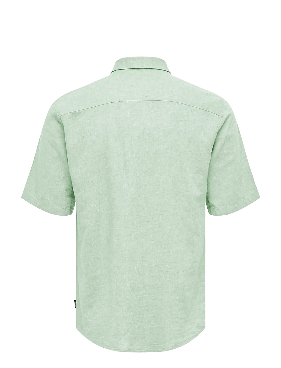 ONLY & SONS - ONSCAIDEN LIFE SS SOLID LINEN BLEND NOOS - chemises de lin - quiet green - 2