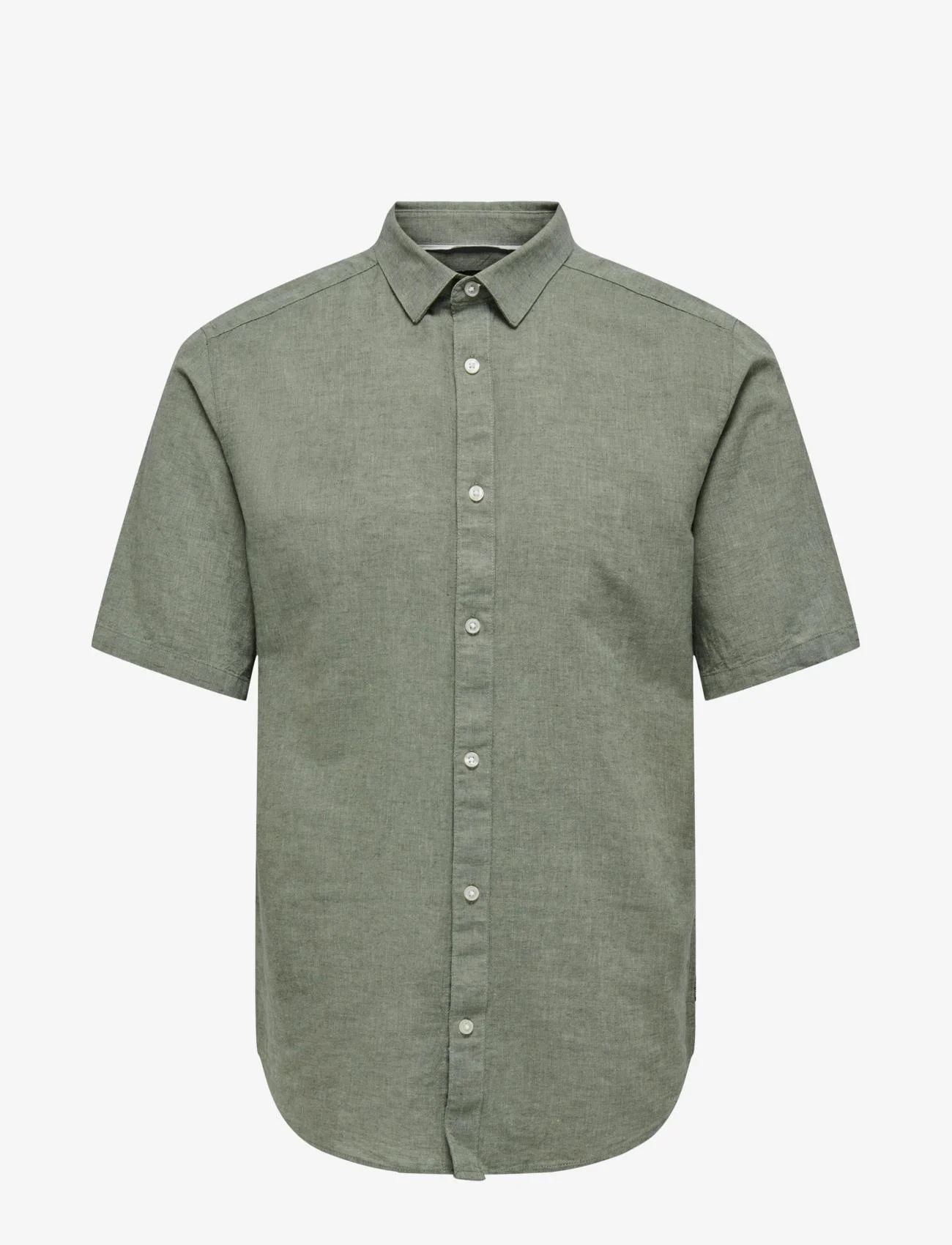 ONLY & SONS - ONSCAIDEN SS SOLID LINEN SHIRT NOOS - alhaisimmat hinnat - swamp - 0
