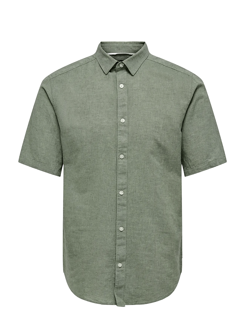 ONLY & SONS - ONSCAIDEN LIFE SS SOLID LINEN BLEND NOOS - leinenhemden - swamp - 1