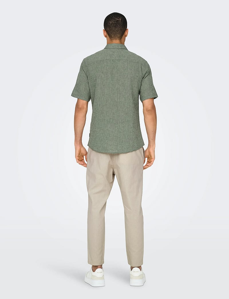 ONLY & SONS - ONSCAIDEN LIFE SS SOLID LINEN BLEND NOOS - leinenhemden - swamp - 3