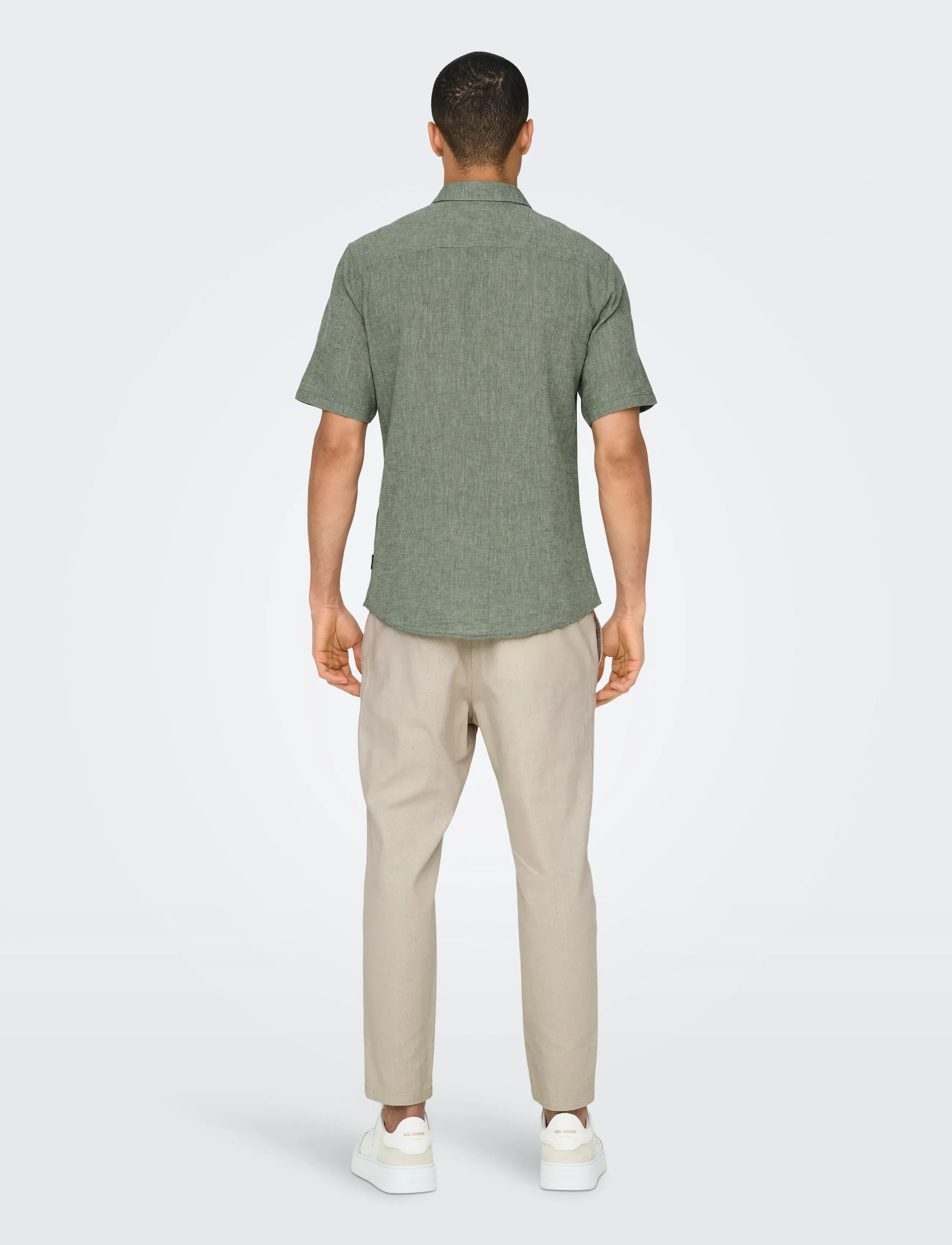 ONLY & SONS - ONSCAIDEN LIFE SS SOLID LINEN BLEND NOOS - linased särgid - swamp - 3