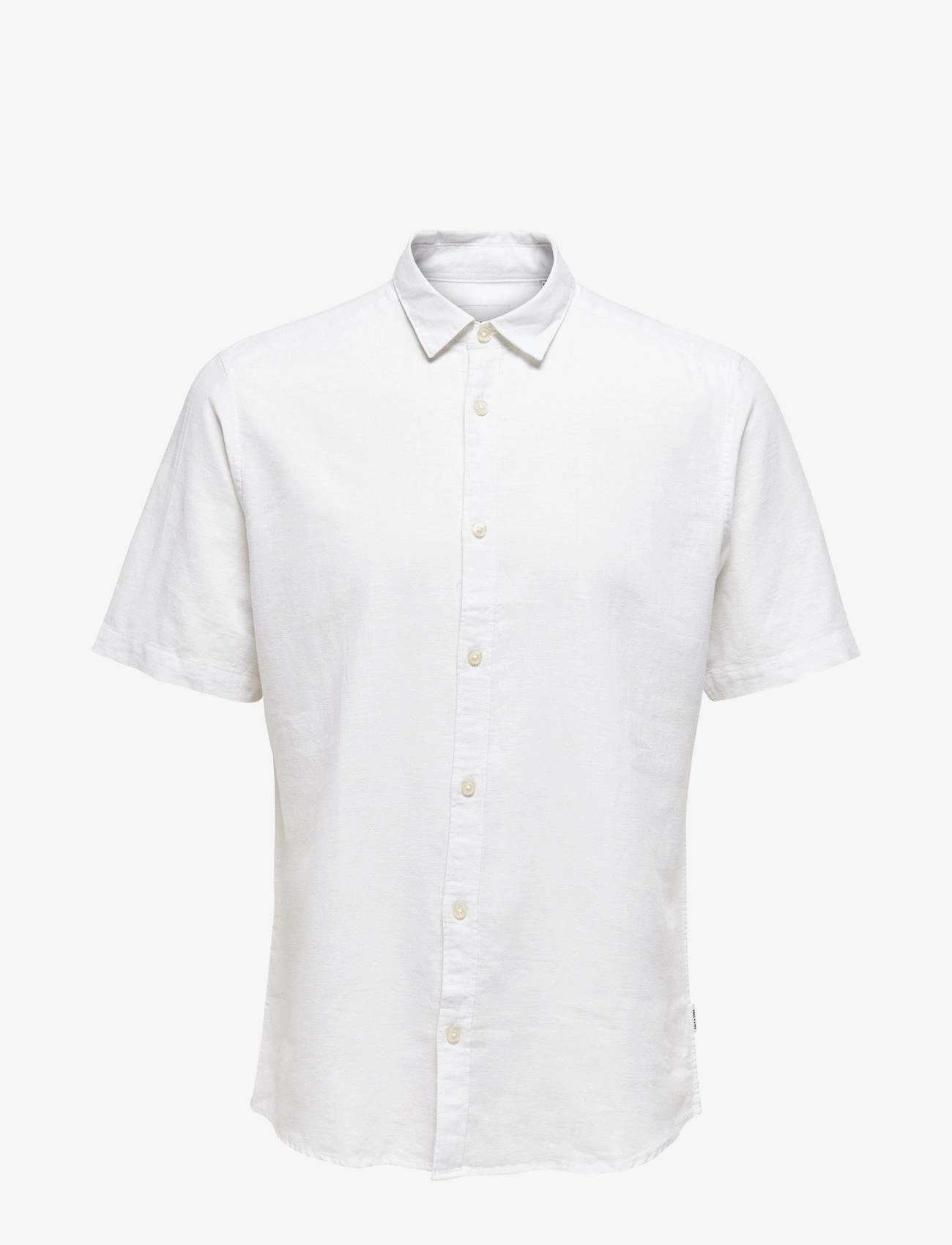 ONLY & SONS Onscaiden Life Ss Solid Linen Blend Noos Weiß - XS - Herren