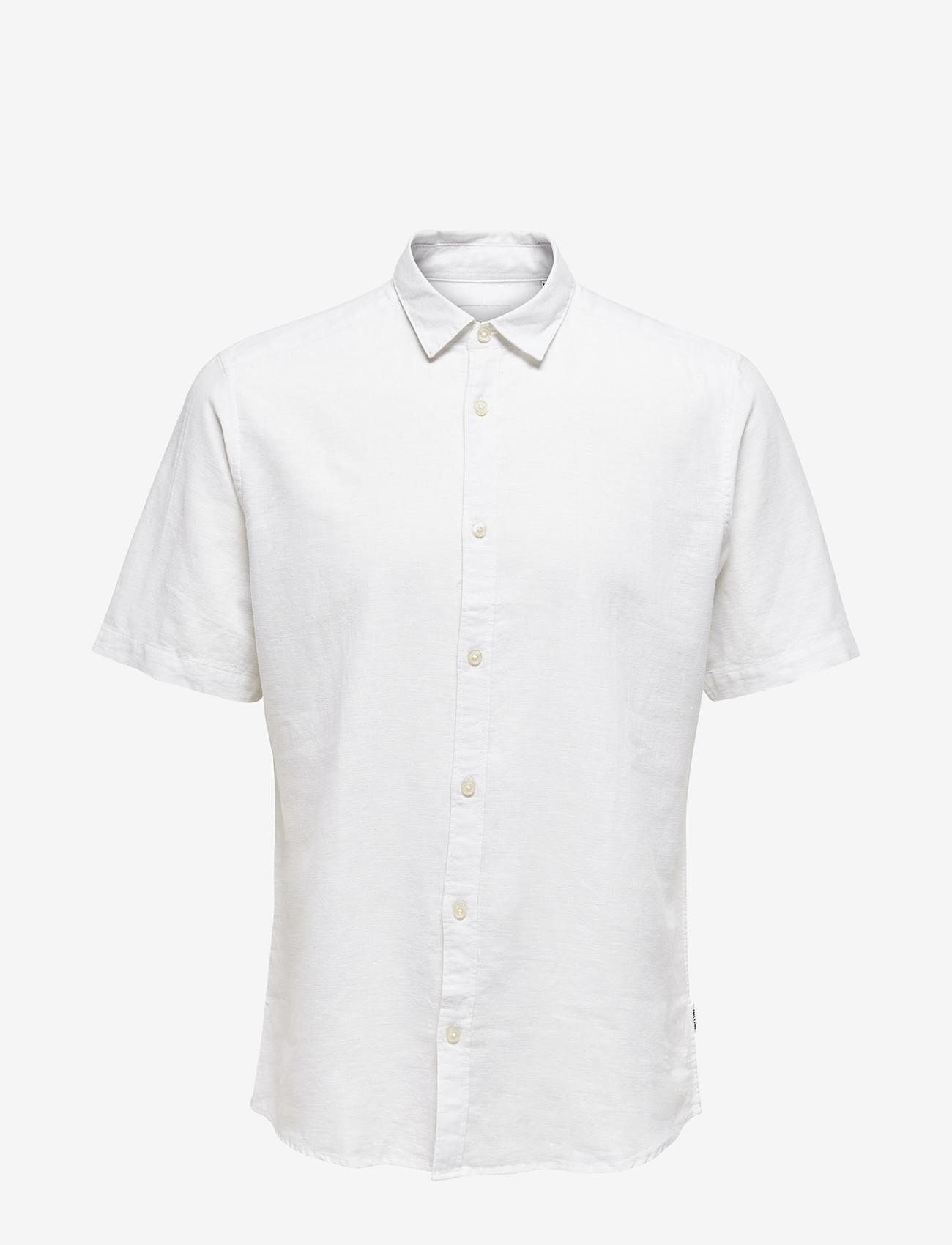 ONLY & SONS - ONSCAIDEN LIFE SS SOLID LINEN SHIRT NOOS - leinenhemden - white - 1