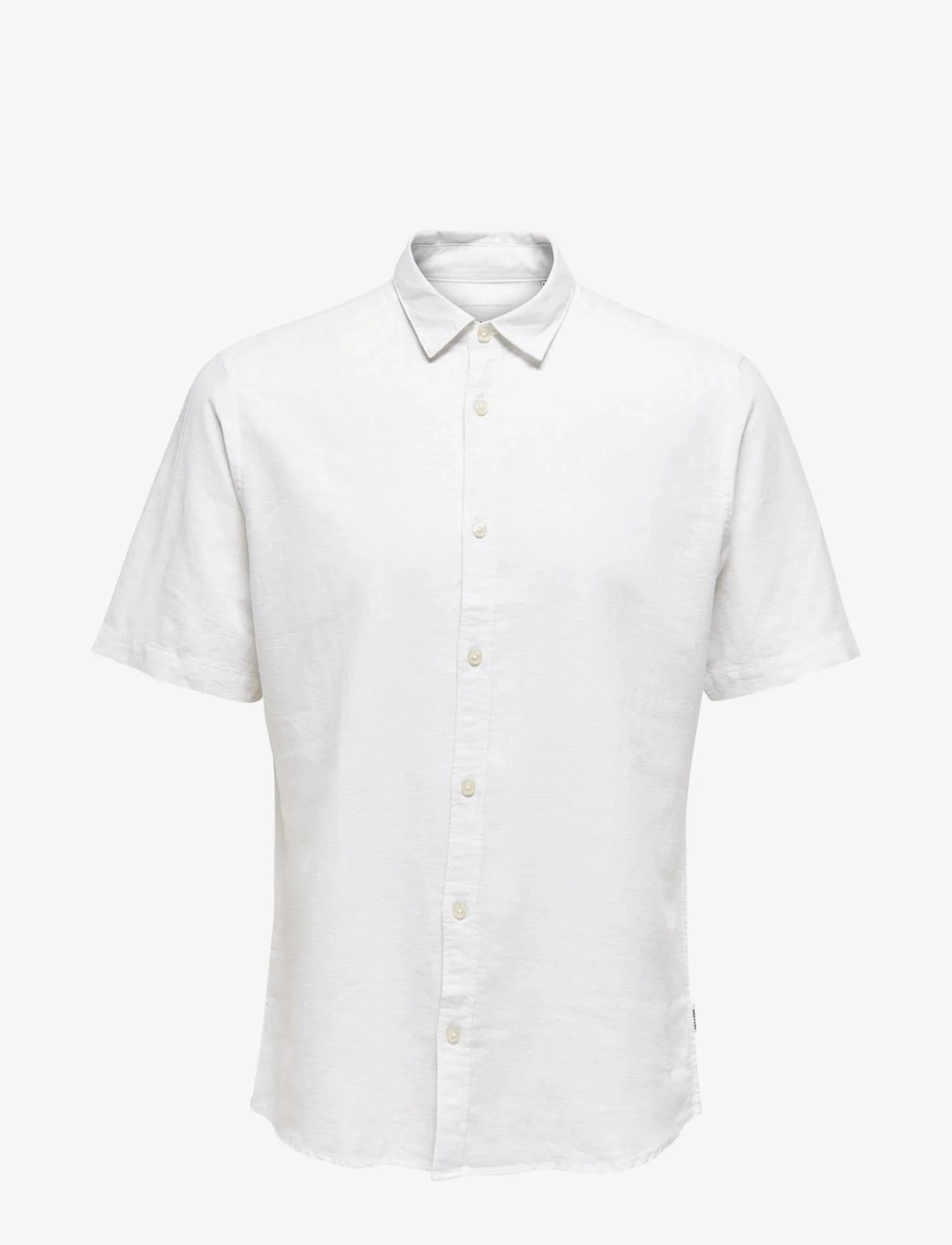 ONLY & SONS - ONSCAIDEN SS SOLID LINEN SHIRT NOOS - zemākās cenas - white - 0
