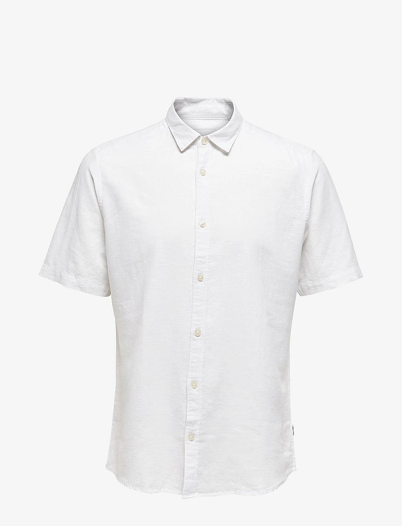 ONLY & SONS - ONSCAIDEN LIFE SS SOLID LINEN SHIRT NOOS - leinenhemden - white - 1