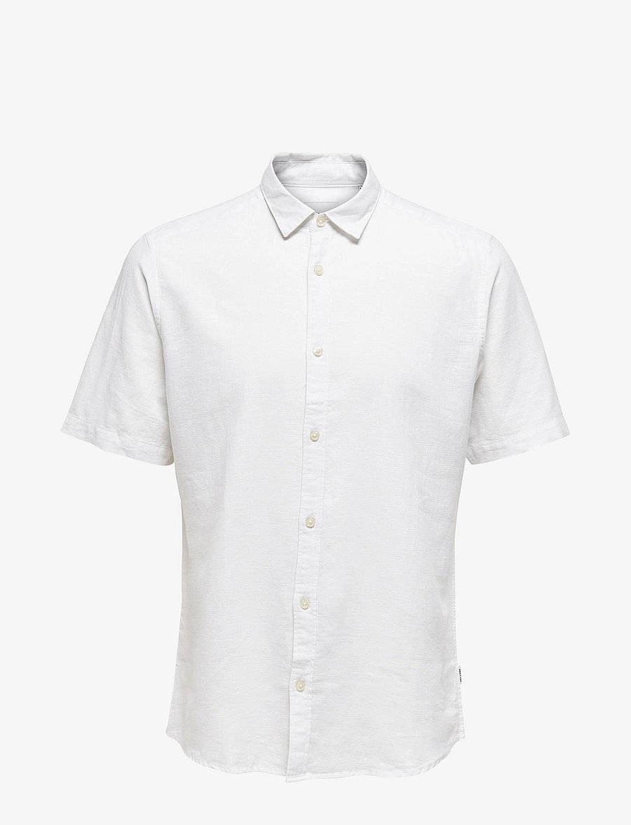 ONLY & SONS - ONSCAIDEN LIFE SS SOLID LINEN BLEND NOOS - leinenhemden - white - 1