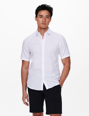 ONLY & SONS - ONSCAIDEN SS SOLID LINEN SHIRT NOOS - zemākās cenas - white - 2
