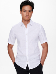 ONLY & SONS - ONSCAIDEN SS SOLID LINEN SHIRT NOOS - zemākās cenas - white - 5