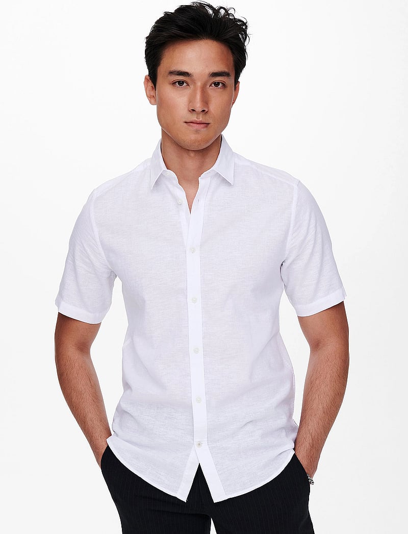 ONLY & SONS - ONSCAIDEN LIFE SS SOLID LINEN SHIRT NOOS - leinenhemden - white - 5