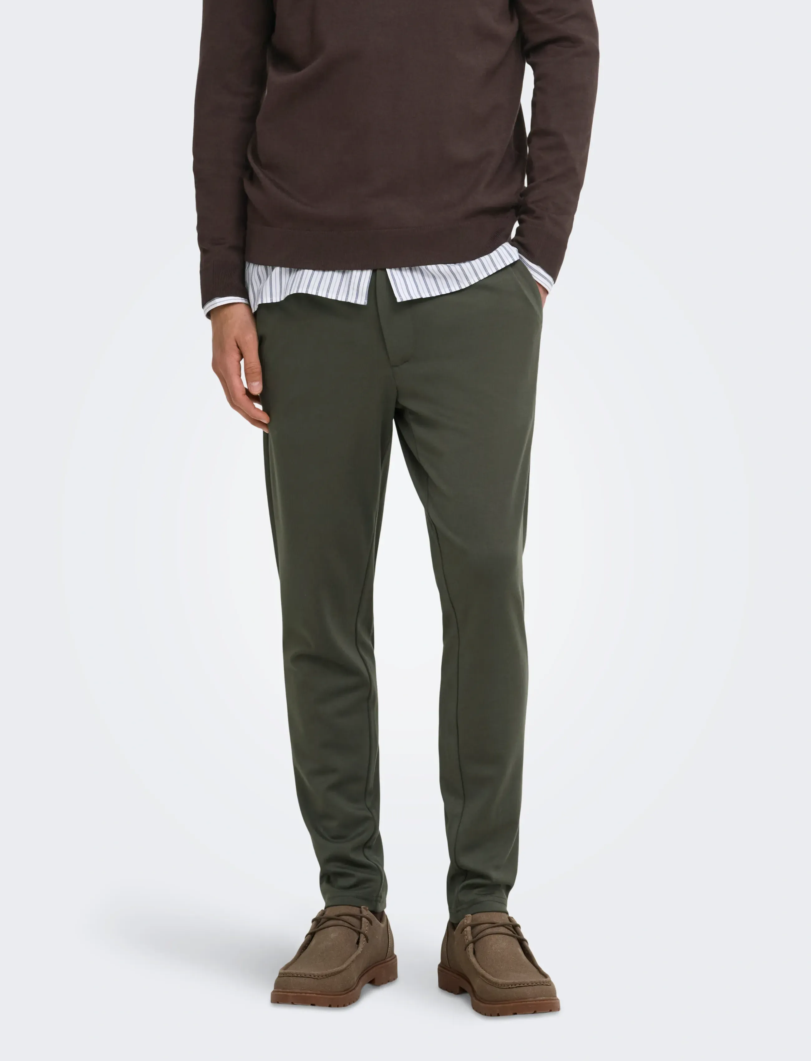 ONLY & SONS ONSMARK SLIM GW 0209 PANT NOOS - Trousers - BELUGA / khaki/green