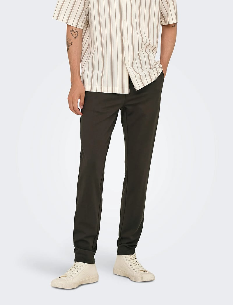 ONLY & SONS - ONSMARK SLIM GW 0209 PANT NOOS - casual byxor - coffee bean - 0