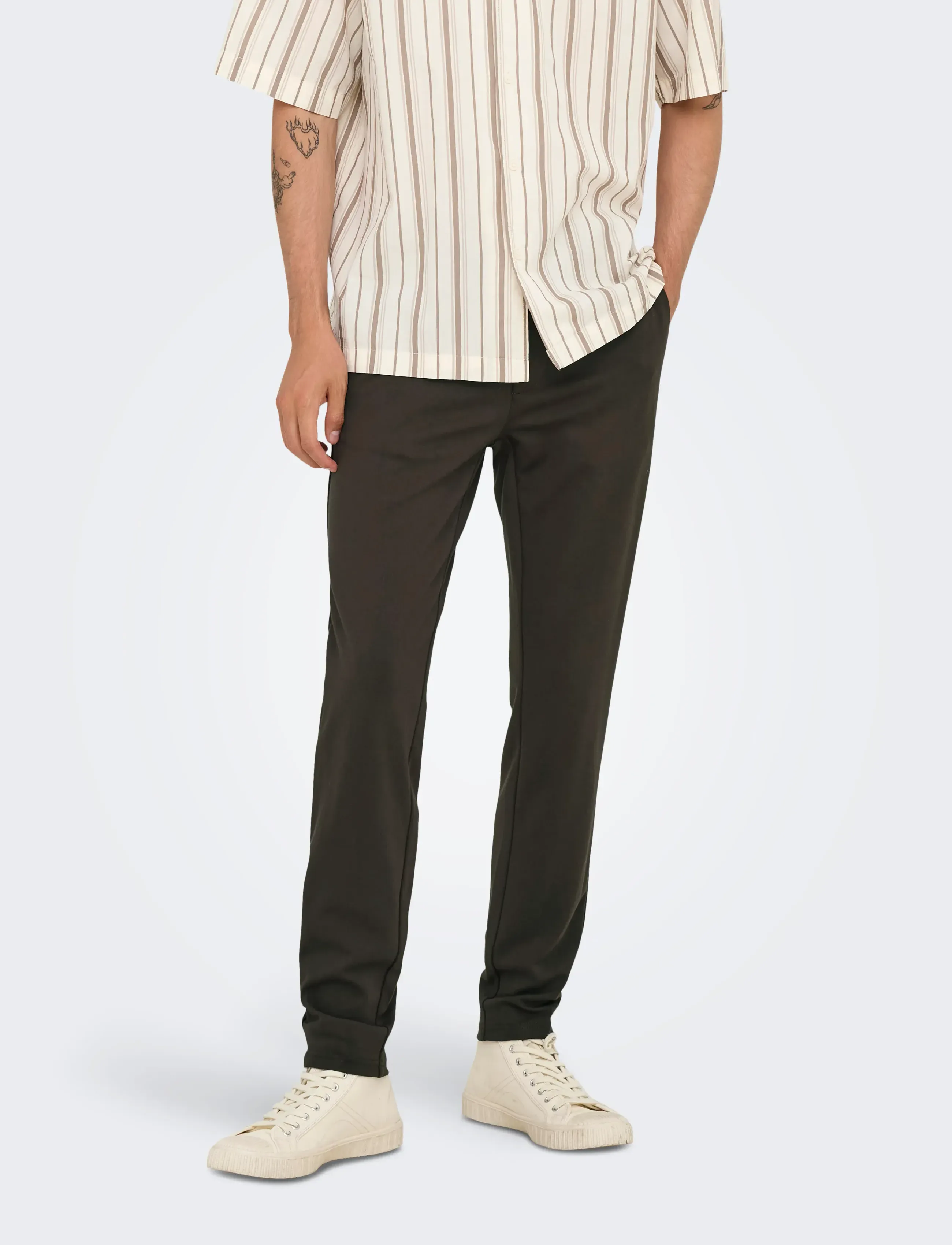 ONLY & SONS ONSMARK SLIM GW 0209 PANT NOOS - Püksid - COFFEE BEAN / khaki/green