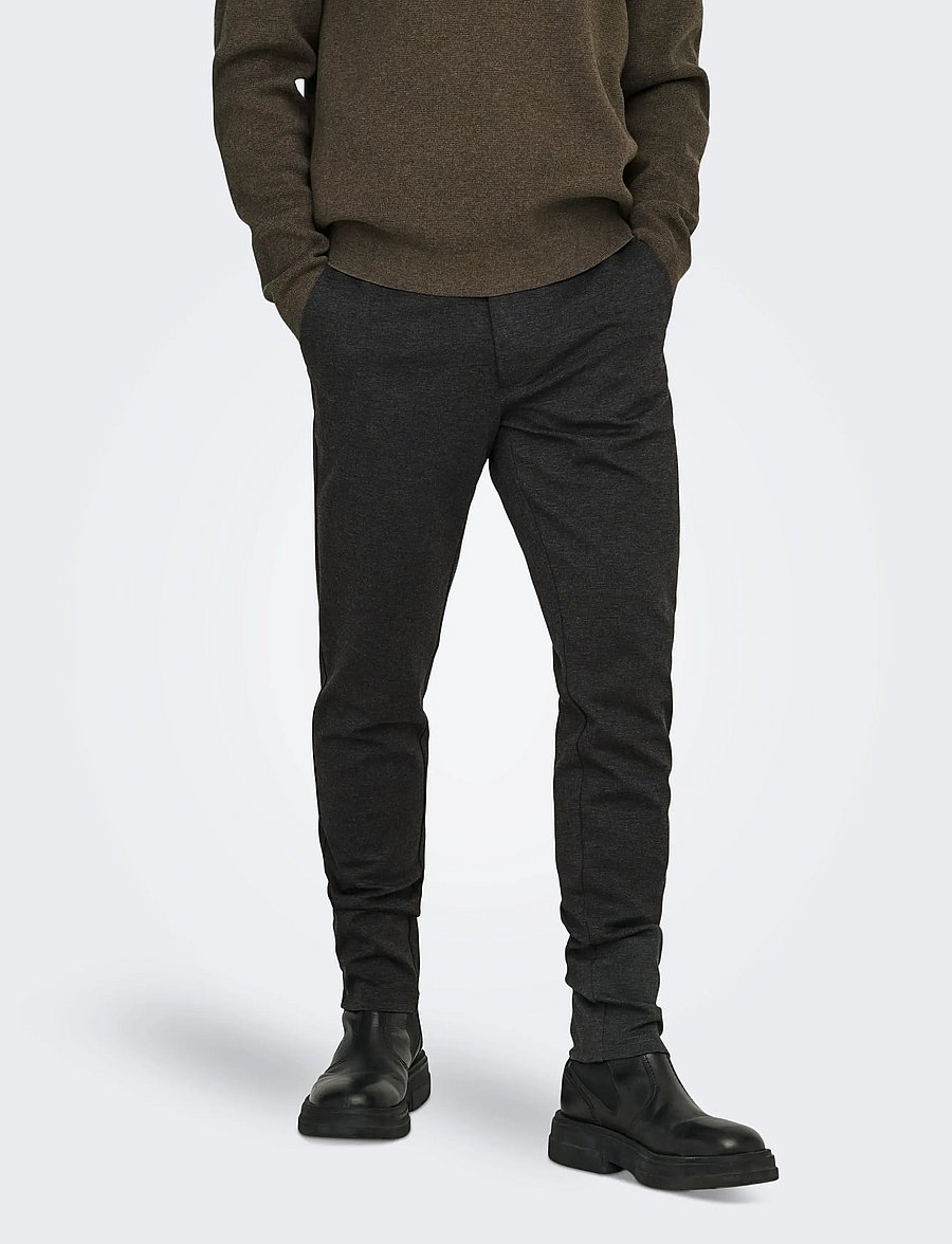 ONLY & SONS - ONSMARK SLIM GW 0209 PANT NOOS - vabaaja püksid - dark grey melange - 0
