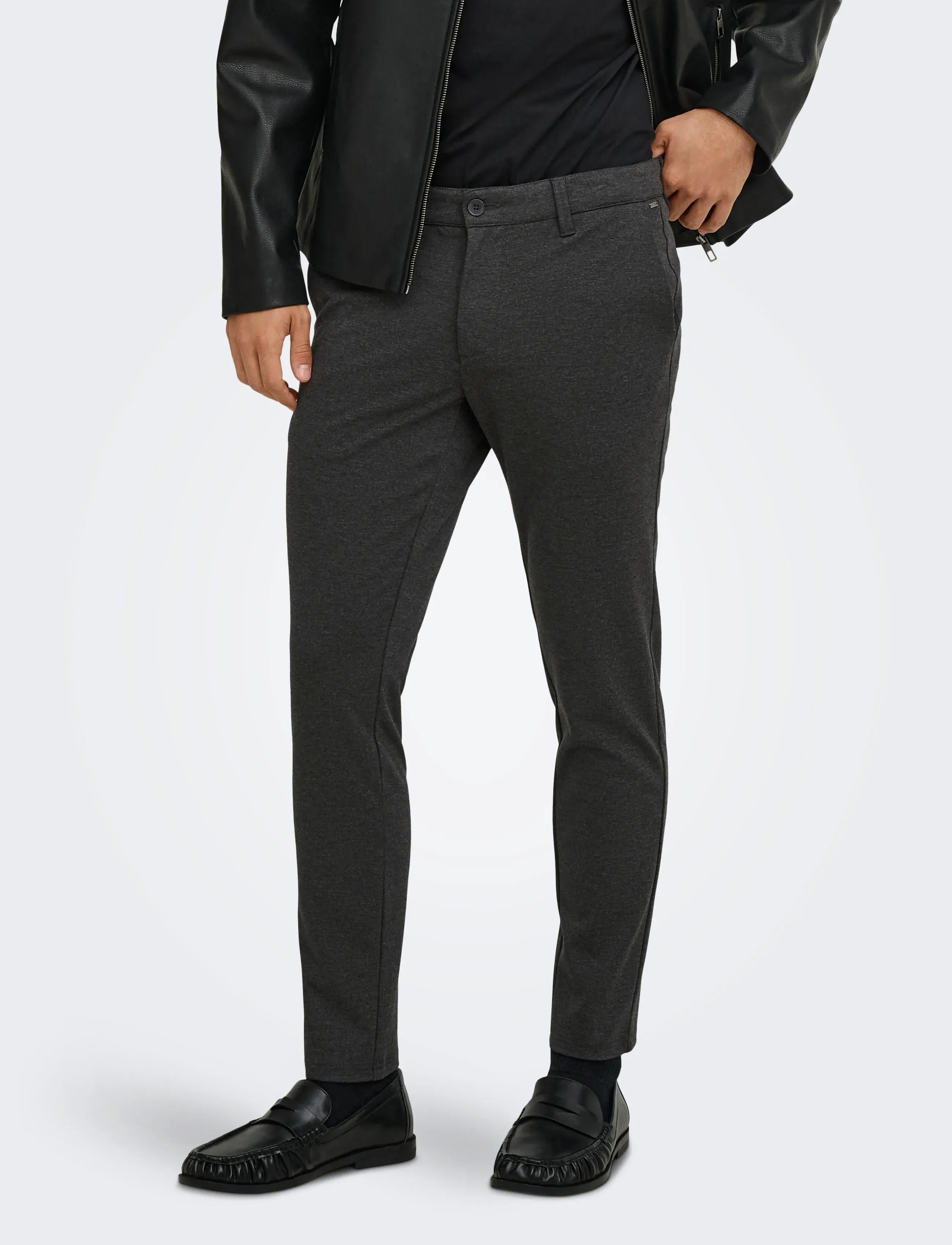 ONLY & SONS ONSMARK SLIM GW 0209 PANT NOOS - Trousers - DARK GREY MELANGE / grey