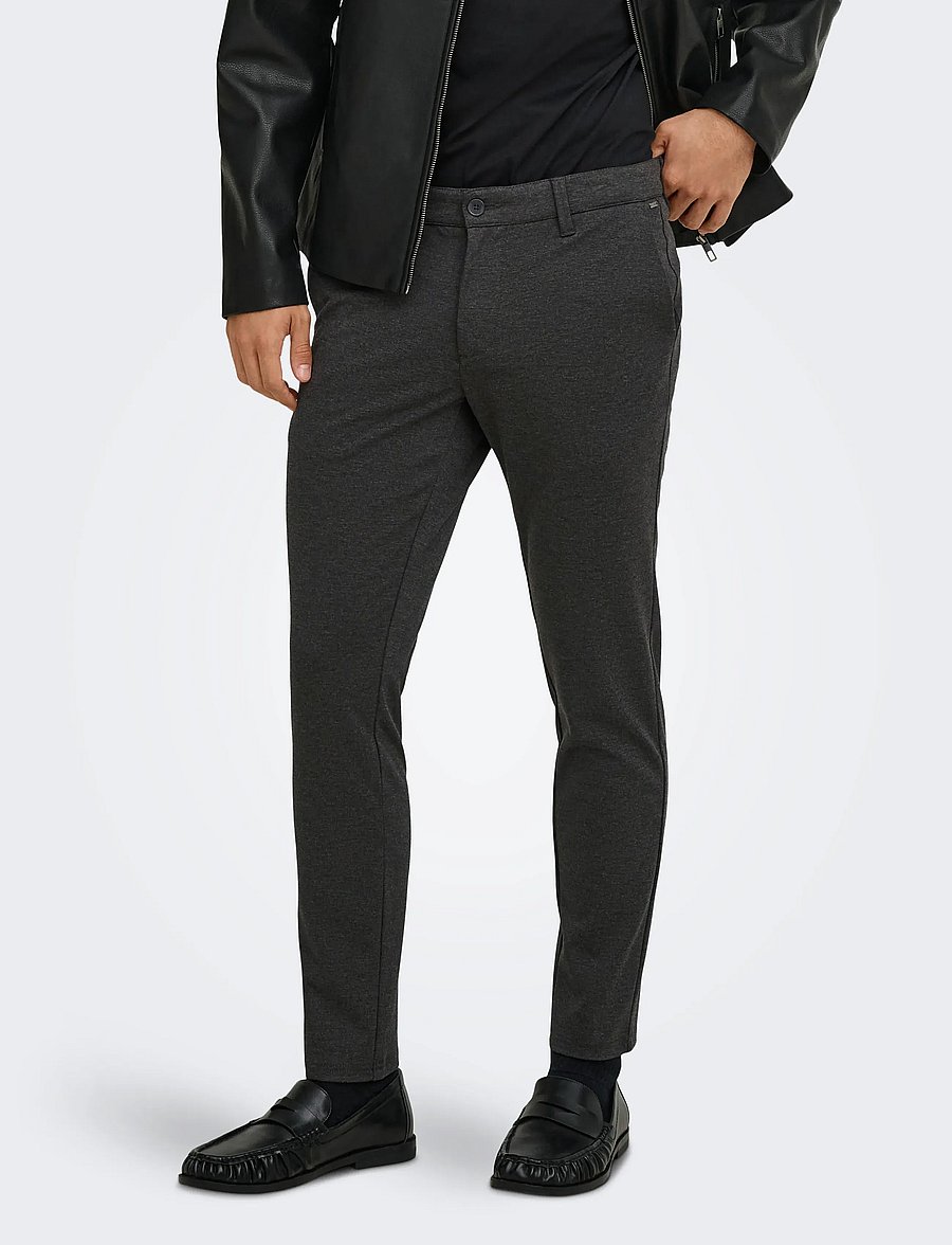 ONLY & SONS - ONSMARK SLIM GW 0209 PANT NOOS - vabaajapüksid - dark grey melange - 0