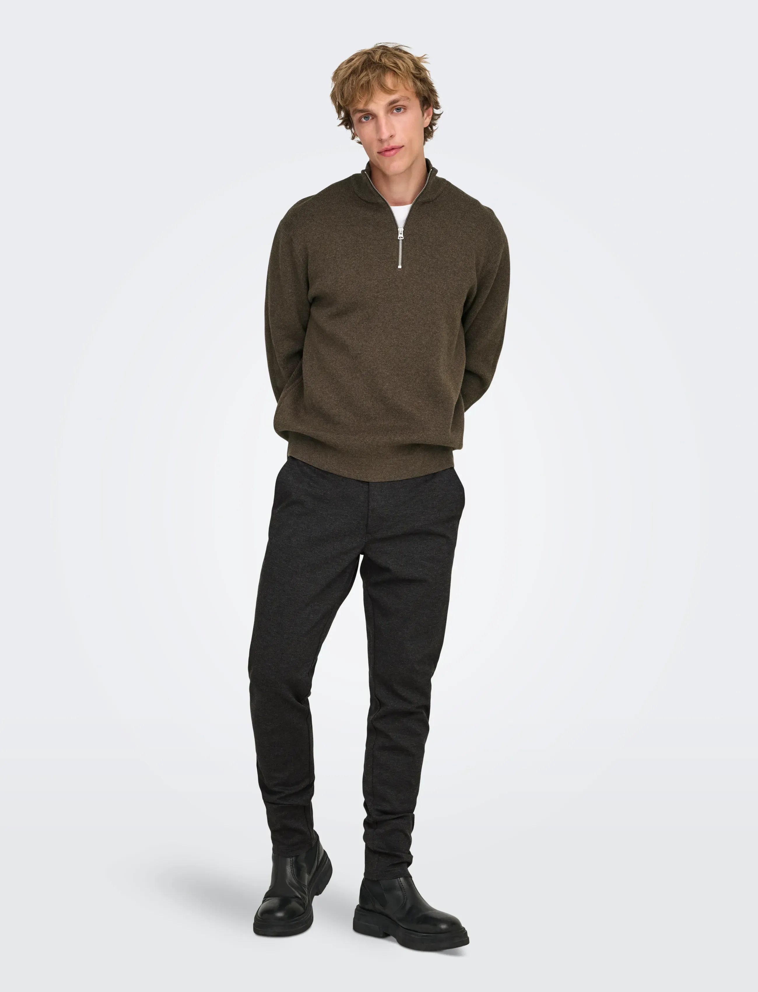 ONLY & SONS - ONSMARK SLIM GW 0209 PANT NOOS - casual bukser - dark grey melange - 5