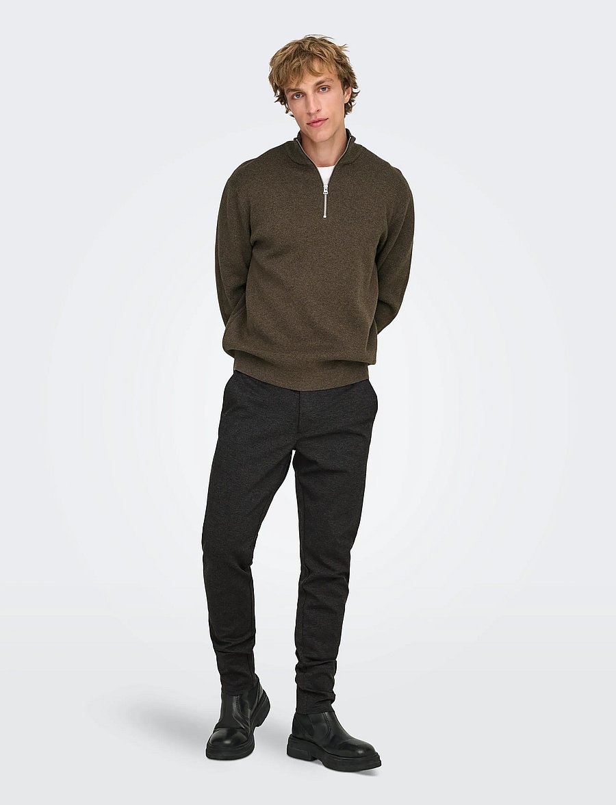 ONLY & SONS - ONSMARK SLIM GW 0209 PANT NOOS - vabaaja püksid - dark grey melange - 5