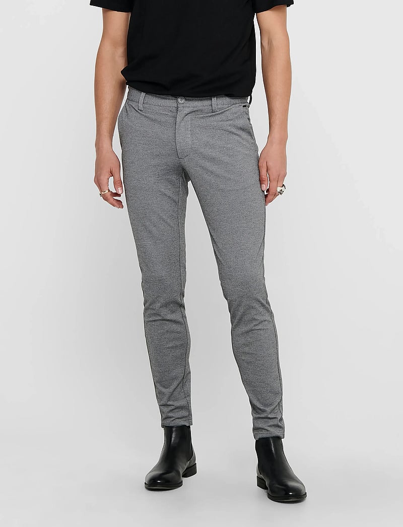 ONLY & SONS - ONSMARK SLIM GW 0209 PANT NOOS - casual byxor - medium grey melange - 0
