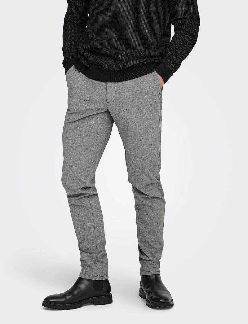 ONLY & SONS - ONSMARK SLIM GW 0209 PANT NOOS - vabaaja püksid - medium grey melange - 0