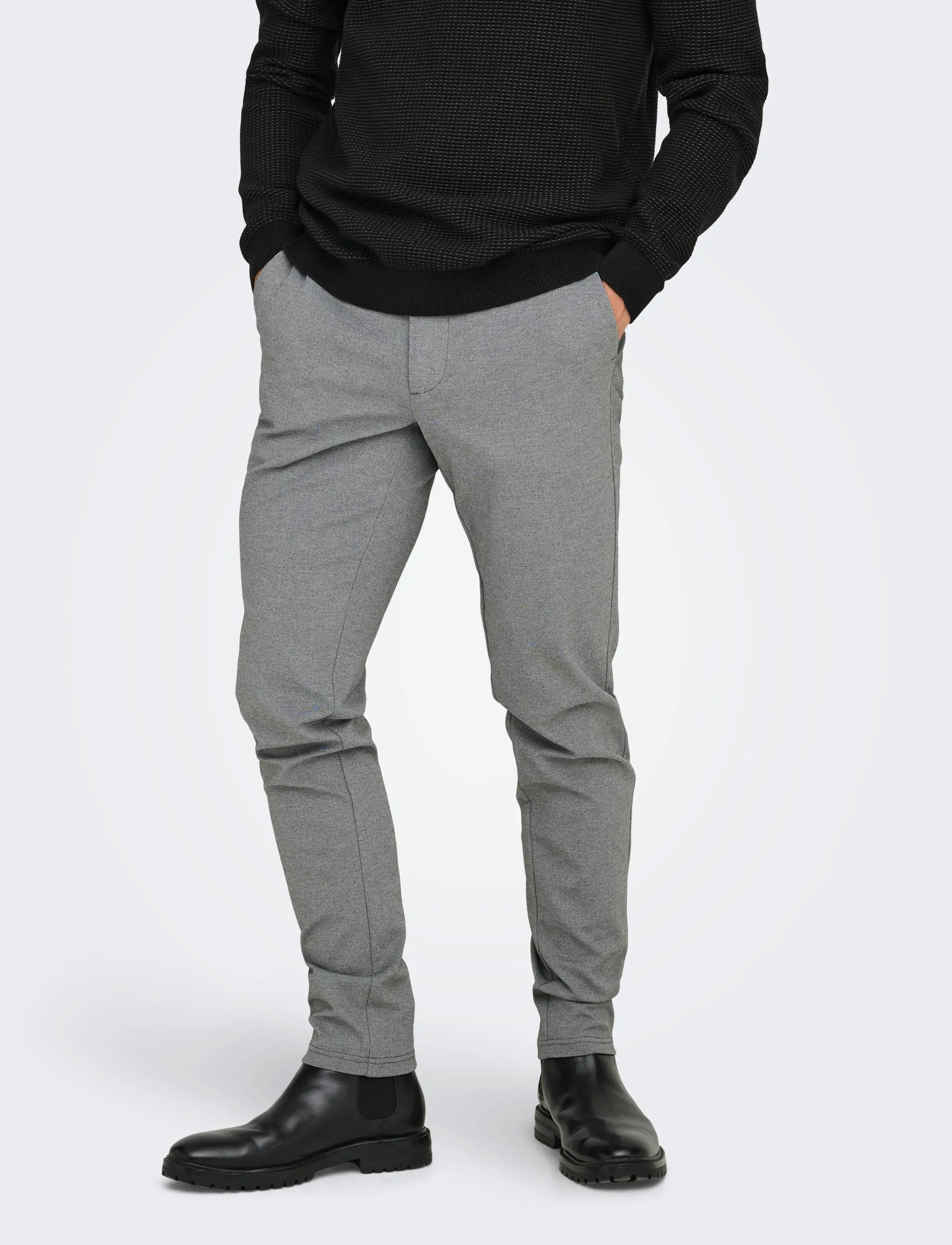 ONLY & SONS ONSMARK SLIM GW 0209 PANT NOOS - Püksid - MEDIUM GREY MELANGE / grey